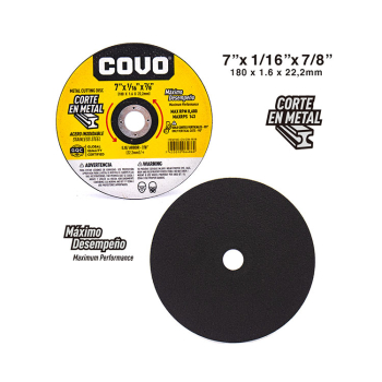 Disco para corte de metal 7"x1/16"x7/8"